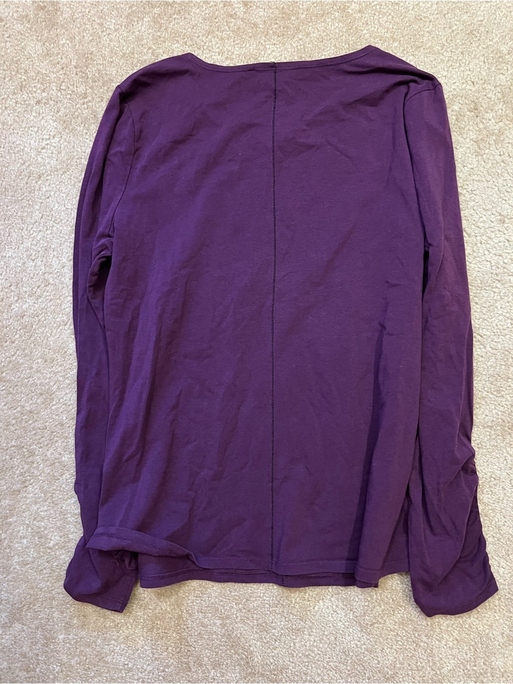 LIV by Habitat Size Large Purple Pima Cotton Modal Ruched Sleeve Seam Top - Picture 5 of 7